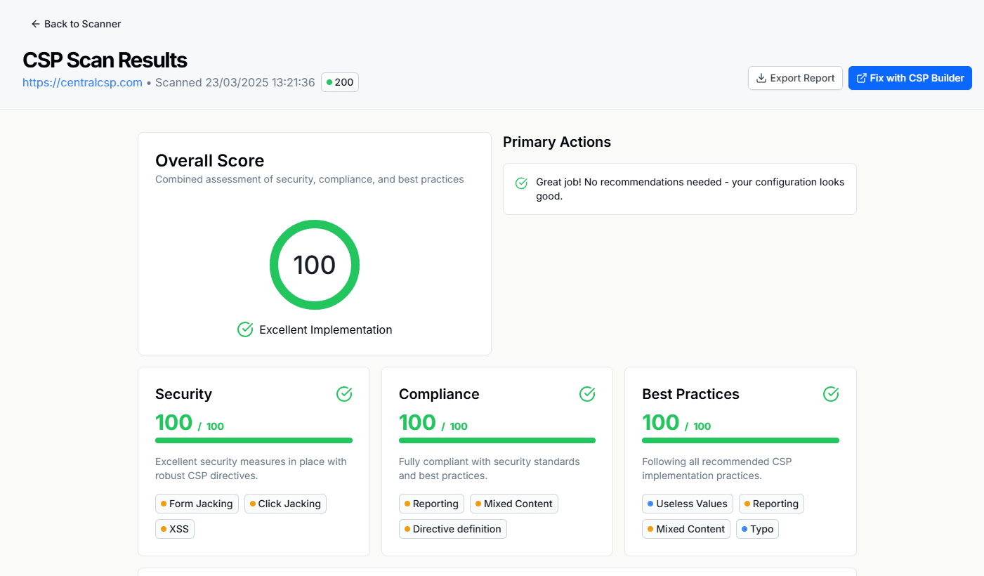 CSP Policies Dashboard